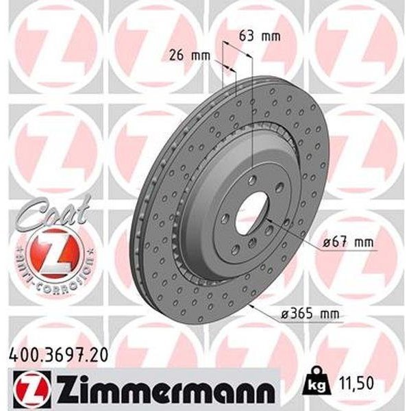 Zimmermann Brake Disc - Standard/Coated, 400.3697.20 400.3697.20